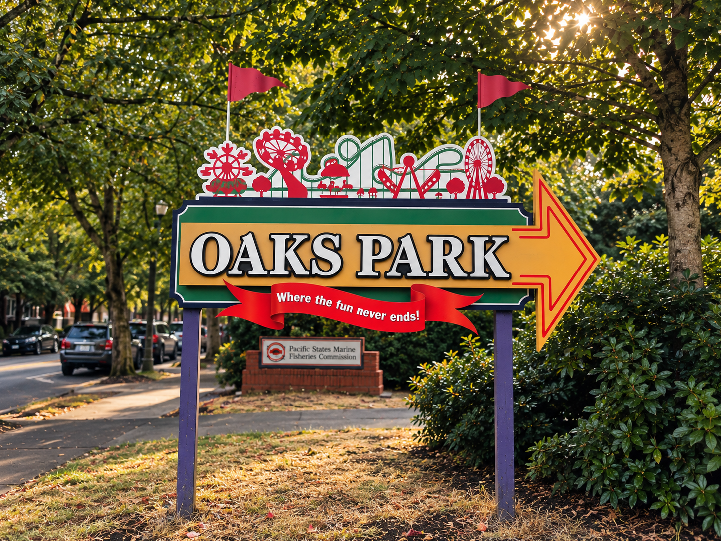 포틀랜드 Oaks Amusement Park 입구 간판
